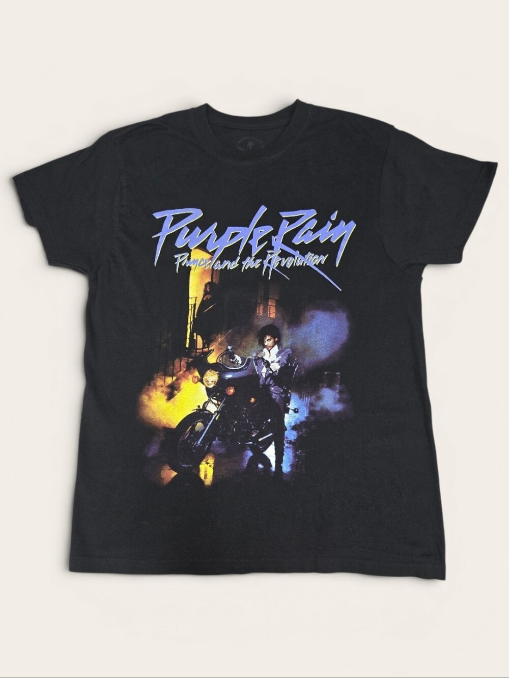 Purple Rain Graphic Short Sleeve Tee - Black with Purple & Yellow Artwork
